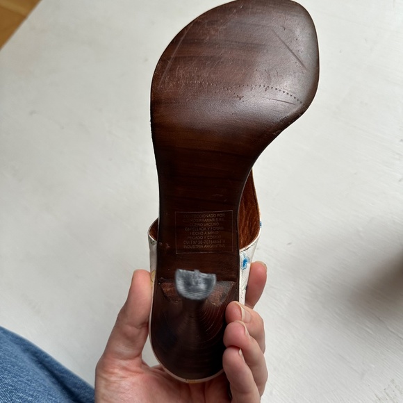 Louis Feraud T Strap Floral Heels - Picture 8 of 9